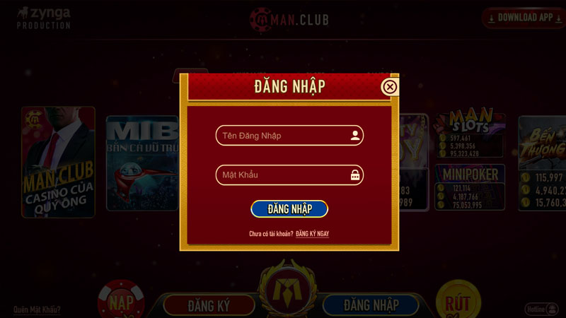 Điền thông tin chính xác để đăng nhập Manclub thành công